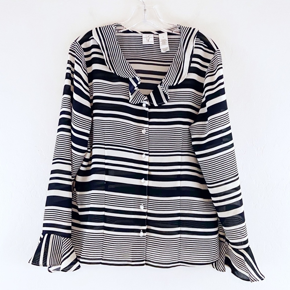 Emma James Blouse Stripes Ruffles Size 12
